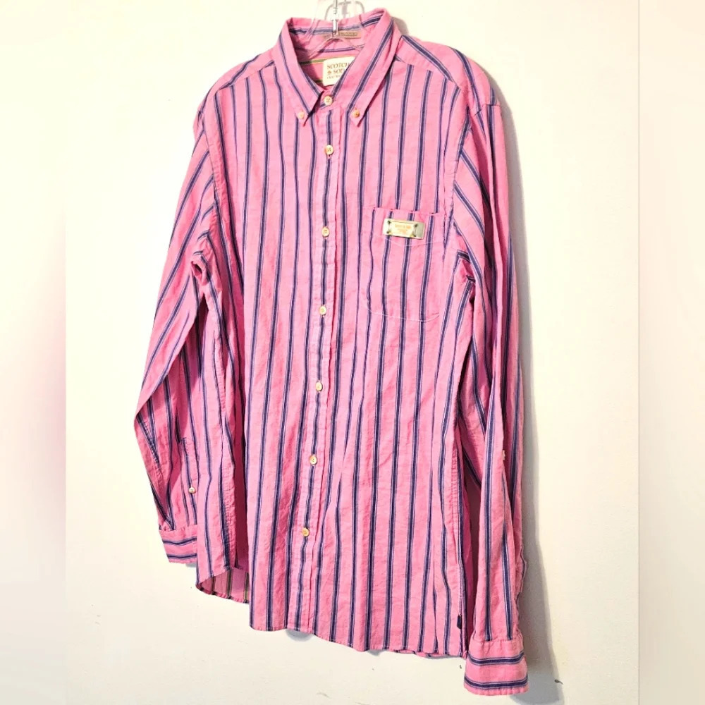 Scotch & Soda RegularFit Striped Shirt WithSleeve Adjustment Size Large - Picture 3 of 15